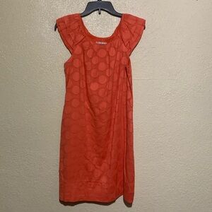 dressbarn Dress 6 Orange Sleeveless Larg Polka Dots Circles Cotton Pullover